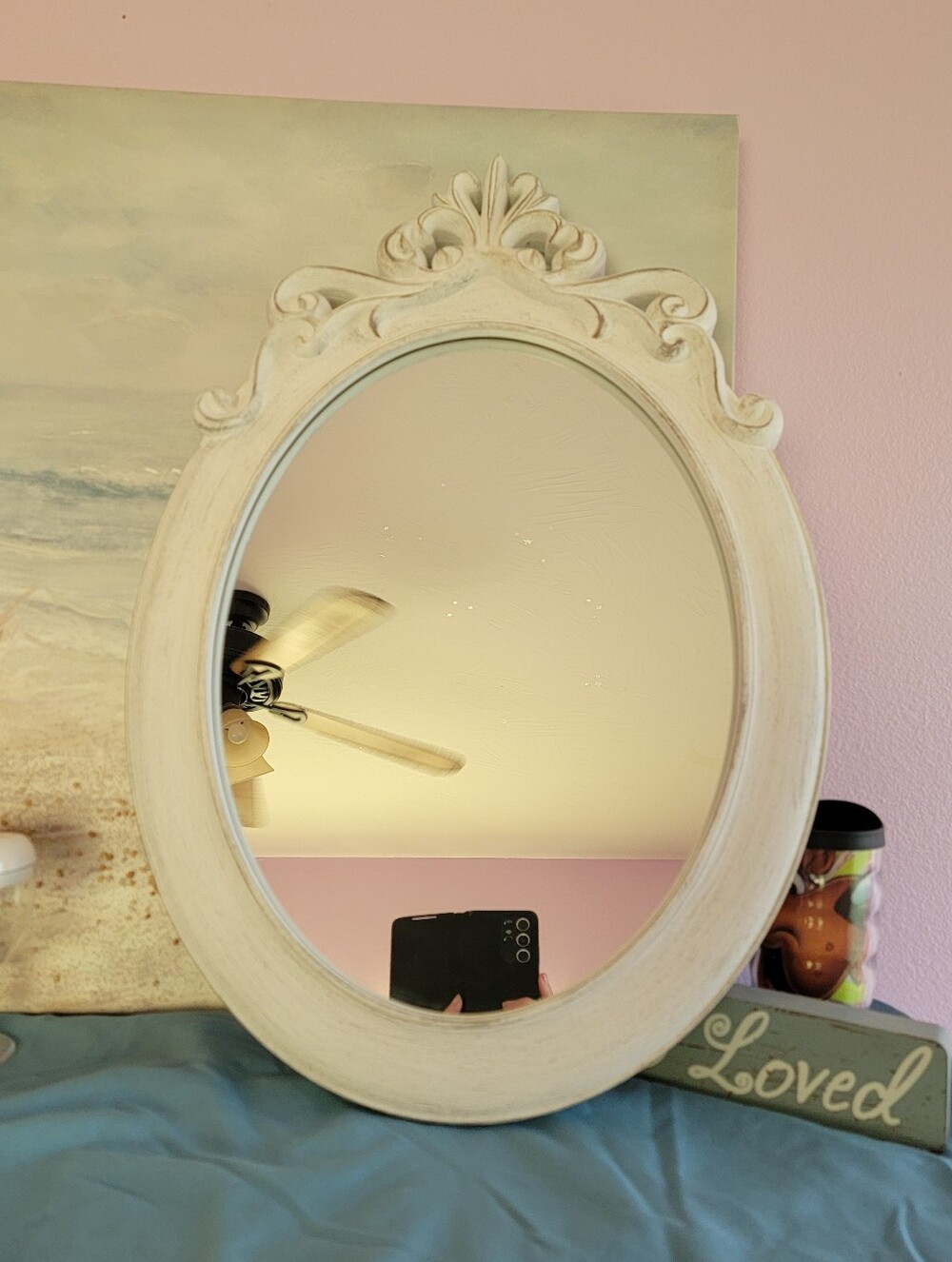 Princess Framed Cream Ornate Oval Wall Mirror